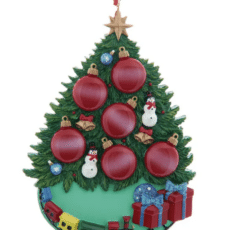 Christmas Tree Family of 6 Ornament For Personalization